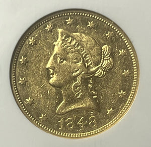 1848-P $10 Liberty Gold Eagle  NGC AU50 Rare SS Republic Shipwreck 1857-S