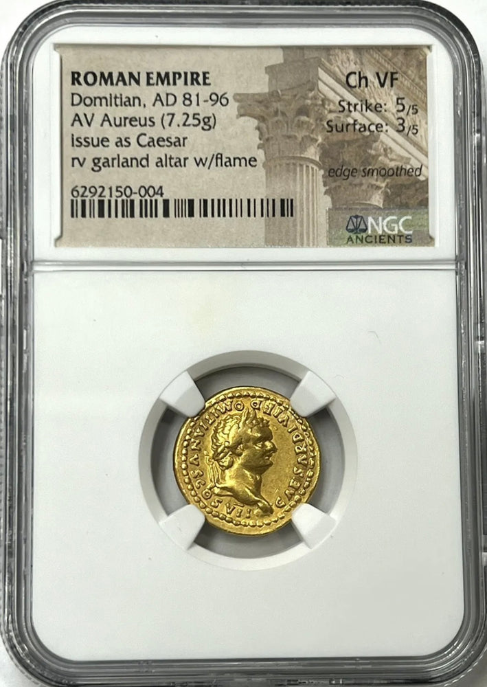 
                
                    Load image into Gallery viewer, Roman Empire Domitian AD 81-96 Gold Aureus NGC NGC CHVF Twelve Caesar’s
                
            