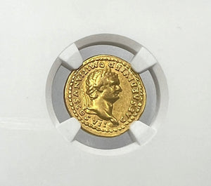 
                
                    Load image into Gallery viewer, Roman Empire Domitian AD 81-96 Gold Aureus NGC NGC CHVF Twelve Caesar’s
                
            