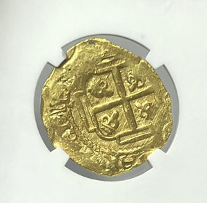
                
                    Load image into Gallery viewer, 1706-07 Mexico Philip V Gold Cob 4 Escudos NGC MS62 1715 Fleet Shipwreck
                
            