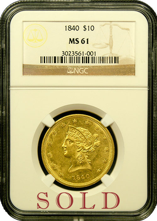
                
                    Load image into Gallery viewer, 1840-P $10 Liberty NGC MS61
                
            