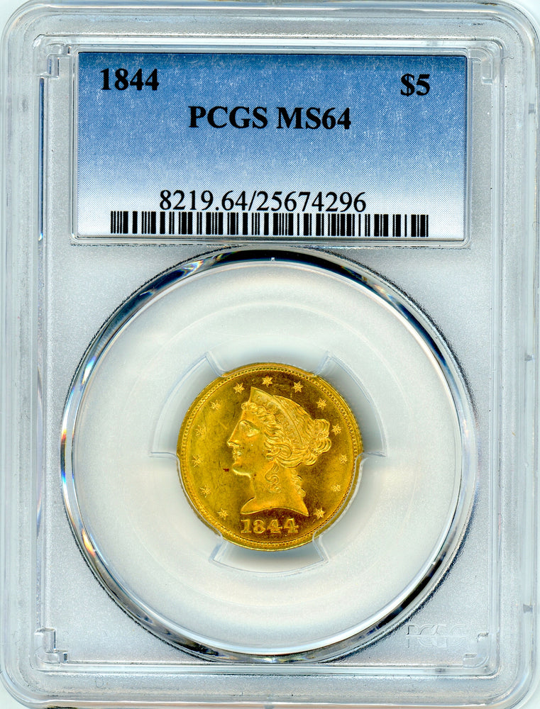 1844 $5 Gold Liberty Head PCGS MS 64