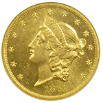 1861-P $20 Lib MS60 NGC SS Republic shipwreck gold