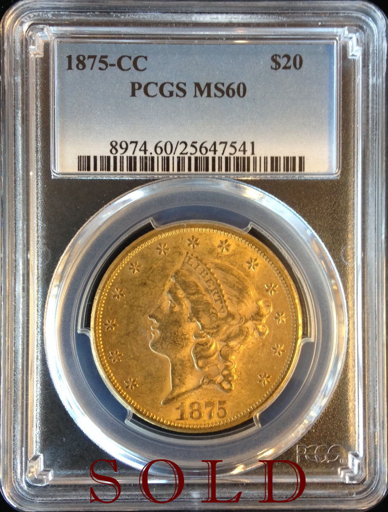 
                
                    Load image into Gallery viewer, 1875 CC $20 PCGS MS 60
                
            