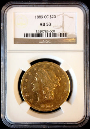 
                
                    Load image into Gallery viewer, 1889 CC $20 Liberty NGC AU 53
                
            