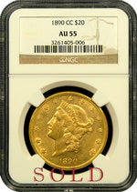 1890-CC $20 Liberty NGC AU55