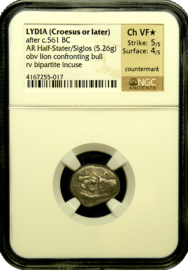 
                
                    Load image into Gallery viewer, Lydia, King Croesus Silver Half-Stater NGC ChVF star
                
            