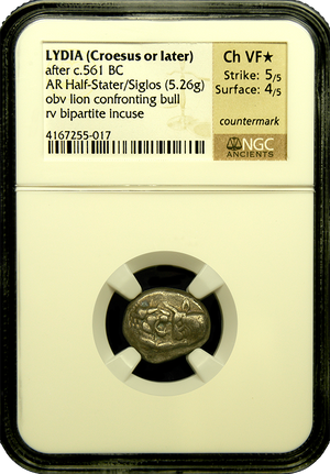 
                
                    Load image into Gallery viewer, Lydia, King Croesus Silver Half-Stater NGC ChVF star
                
            