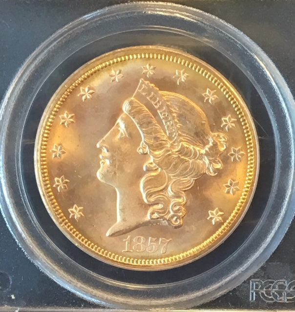 
                
                    Load image into Gallery viewer, 1857-S $20 Liberty PCGS MS65 CAC SS Central America
                
            