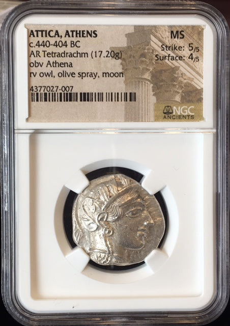 
                
                    Load image into Gallery viewer, Attica Athens OWL Silver Tetradrachm NGC MS 5x4
                
            