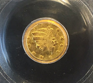1860/50 California Fractional Gold 25c BG-819 PCGS MS 64