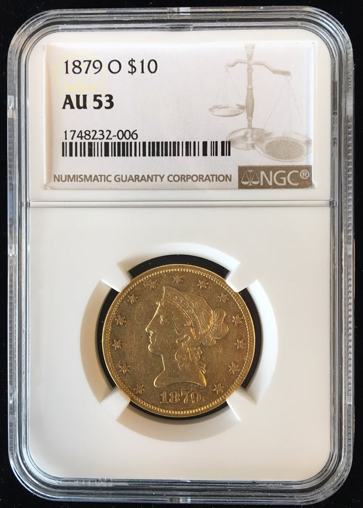 1879 O $10 Lib NGC AU53