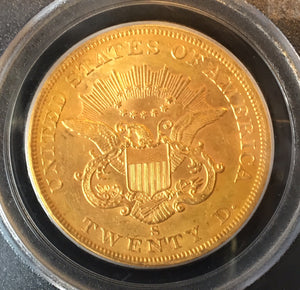 
                
                    Load image into Gallery viewer, 1856-S $20 Lib PCGS AU53 CAC S.S. Central America Shipwreck
                
            