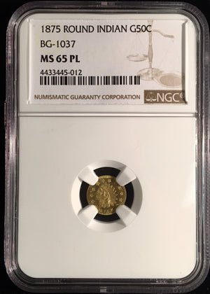 
                
                    Load image into Gallery viewer, 1875 California Fractional Gold BG-1037 50c NGC MS 65 PL
                
            