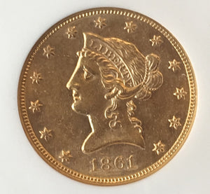 SS Republic Shipwreck Gold 1861 $10 Liberty NGC AU58 PQ!