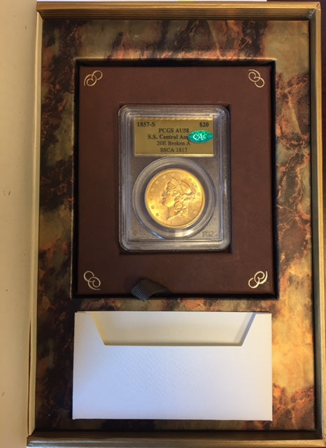 
                
                    Load image into Gallery viewer, 1857-S $20 Liberty PCGS AU 58 CAC S.S. Central America Shipwreck
                
            