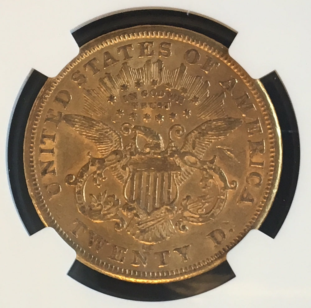1875-CC $20 Liberty NGC AU55 Carson City Gold