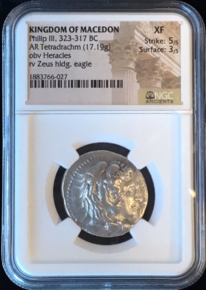 
                
                    Load image into Gallery viewer, Philip III Silver Tetradrachm NGC XF 5x3 Lifetime Issue
                
            
