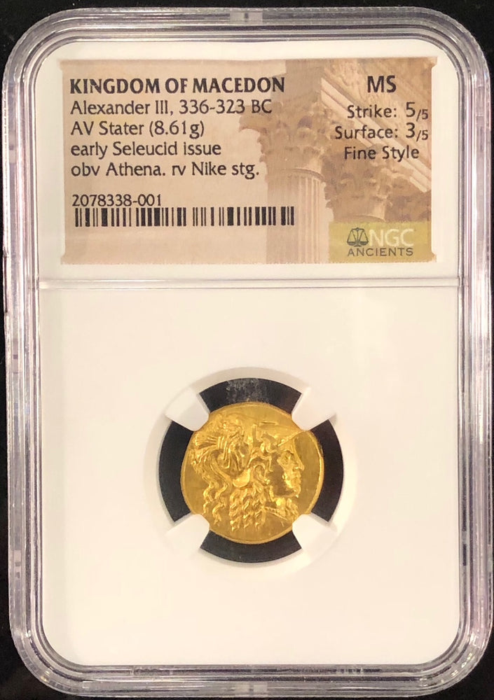 Alexander the Great Gold Stater NGC MS 5x3 Fine Style