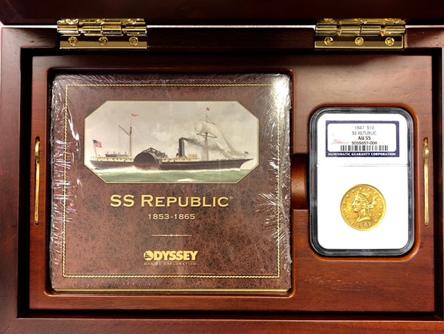 
                
                    Load image into Gallery viewer, SS Republic Gold 1847 $10 Liberty NGC AU55
                
            