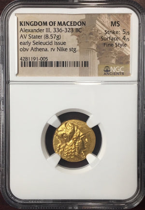 
                
                    Load image into Gallery viewer, Alexander the Great Gold Stater NGC MS “Fine Style”
                
            