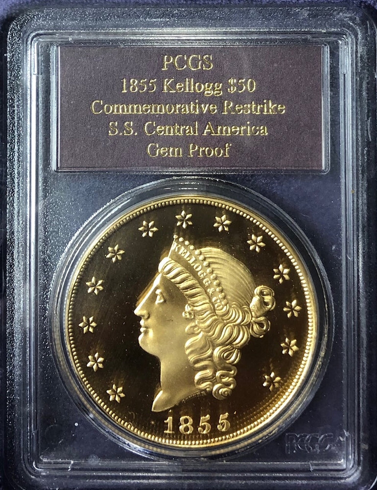 1855 Kellogg $50 re-strike SS Central America Gem Proof