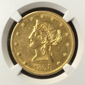 
                
                    Load image into Gallery viewer, 1858-O $10 Liberty NGC AU58 New Orleans Gold Eagle
                
            
