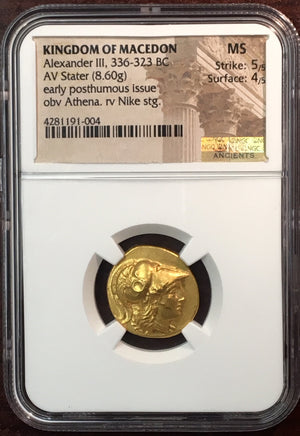 Alexander the Great 336-323 BC Gold Stater NGC MS 5x4