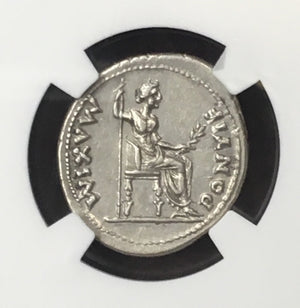 Twelve Caesars Tiberius Silver Denarius NGC CHAU 5x4