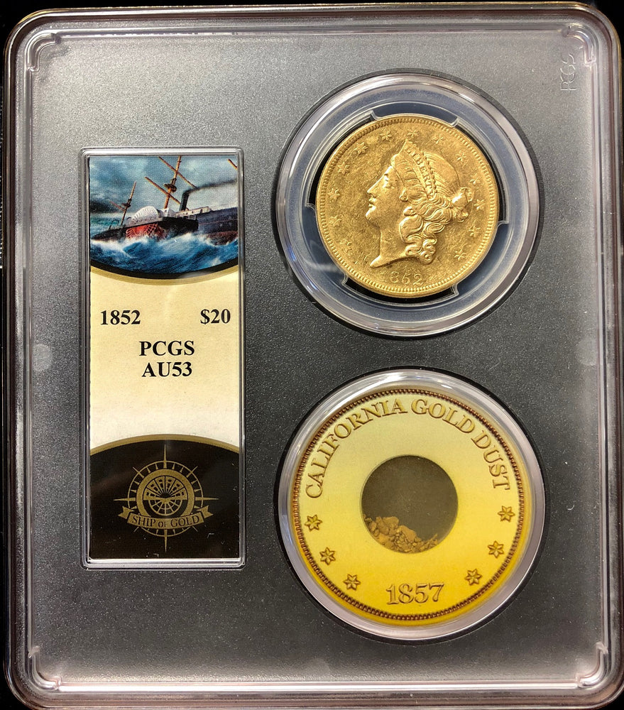 
                
                    Load image into Gallery viewer, 1852-P $20 Liberty Gold PCGS AU53 SSCA SECOND RECOVERY
                
            