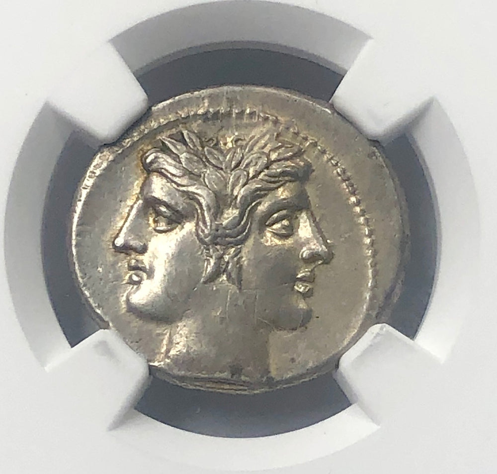 Roman Silver Quadrigatus Janiforn NGC AU Fine Style