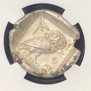 Early transitional Attica Athens Owl Silver NGC AU Star