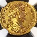 Roman Empire Lucius Verus NGC Ch AU 5x4 Fine Style