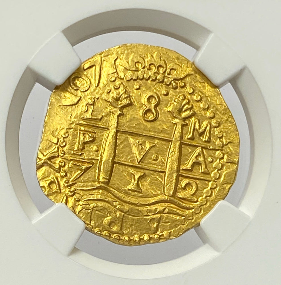 
                
                    Load image into Gallery viewer, 1712L M Peru 8 cob/Escudos NGC MS66 The Sole Finest Certified
                
            