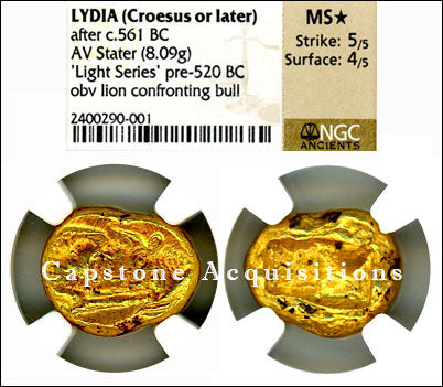 Lydia (Croesus or later) AV Stater NGC MS star 5x4