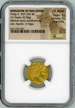Kingdom of Macedon Philip II gold Stater NGC CH AU star Fine Style