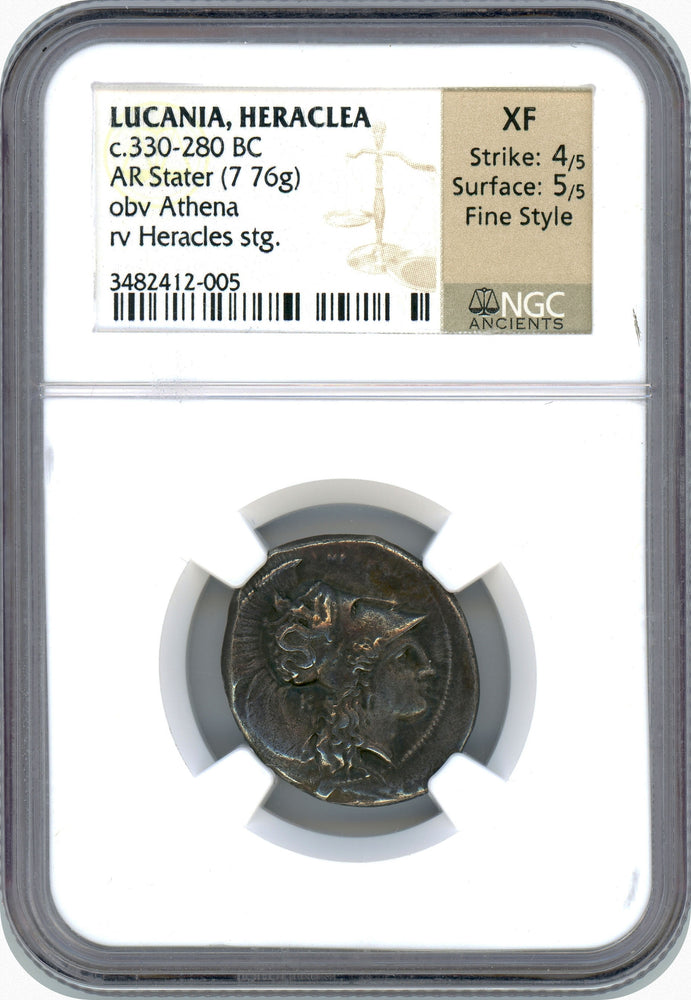Lucania, Heraclea  AR Stater NGC XF FINE STYLE