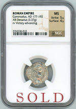 Roman Empire Commodus AR Denarius NGC MS 5x4