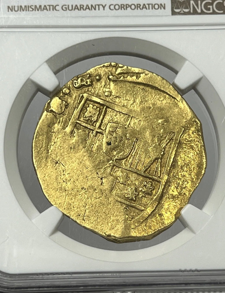 1666-1699 Spain Charles II Gold Cob 8 Escudos NGC AU55
