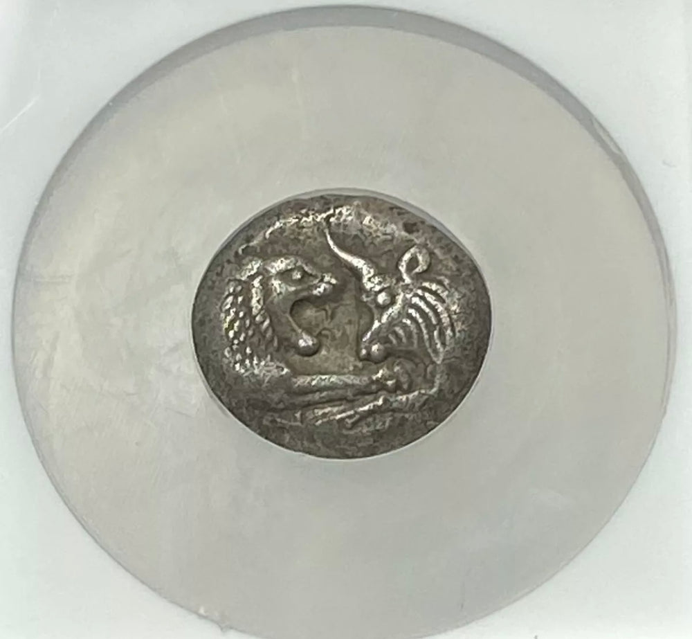 Lydia Croesus 561-546 BC Silver Stater NGC CHXF Lion & Bull 1st Pure Silver Coin