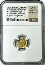 Eastern Roman Empire Theodosius II AD 402-450 Gold Tremissis NGC CHXF