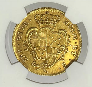 1741-73 Malta Emmanuel Pinto Gold 4 Zecchino NGC AU58 Knights Hospitallers RARE!