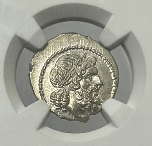Roman Republic 211-208 BC Jupiter Silver Victoriatus NGC CHMS Fine Style