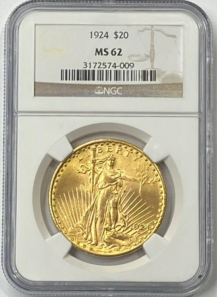 1924-P $20 Saint Gaudens Pre 33 NGC MS62