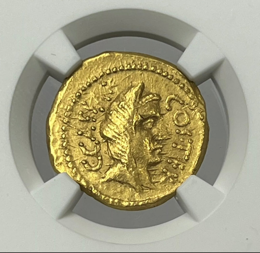 Rare Julius Caesar 46 BC Gold Aureus NGC CHXF Lifetime Issue A. Hirtius Praetor