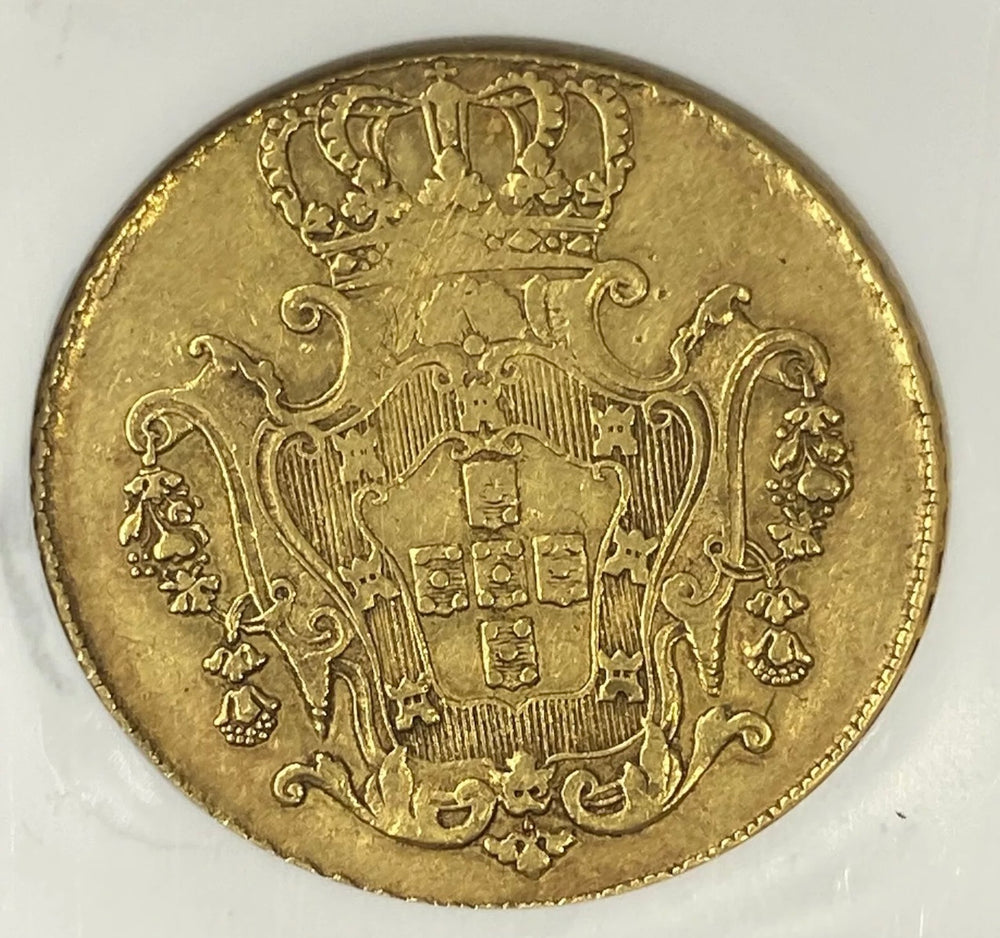 1725 Portugal King John (Joao) V Gold 8 Escudos (Dobra) NGC VF35 Extremely Rare