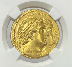 Ptolemaic Kingdom Ptolemy II 285-246 BC Gold Octodrachm NGC CHVF RARE Dynastic Portrait